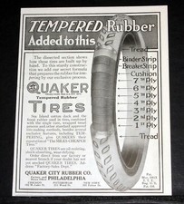 1915 ANÚNCIO IMPRESSO DE REVISTA ANTIGA, PNEUS DE CARRO DE BORRACHA TEMPERADA QUAKER, DISSECADOS! comprar usado  Enviando para Brazil