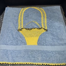 Incrível cesta de crochê toalha de banho preta amarela azul com pano comprar usado  Enviando para Brazil