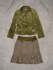 Terno LAUREL Feminino Vintage Verde Saia de Veludo Blazer Tamanho 34 comprar usado  Enviando para Brazil