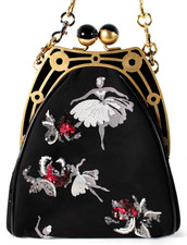Bolsa de mão MARC JACOBS COLLECTION preta e prata com estampa de bailarina com moldura de lantejoulas comprar usado  Enviando para Brazil