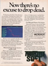 Software de agendamento de PC Microsoft 1984 anúncio impresso Microsoft Project IBM comprar usado  Enviando para Brazil