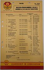 Gráfico de lubrificação original Allis Chalmers EUA U, UU e UC para trator nº 1538 comprar usado  Enviando para Brazil