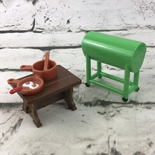Lote de acessórios em miniatura Playmobil frigideiras de mesa para churrasco com ovos fritos brinquedos  comprar usado  Enviando para Brazil