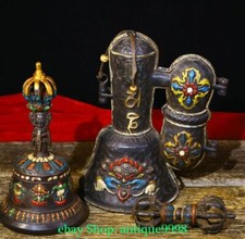 7.8" Antigos Tibet Bronze Pintura Shakyamuni Sakyamuni Phurba Adaga Suporte Caixa comprar usado  Enviando para Brazil