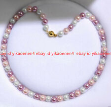 Colar de contas redondas de pérolas concha mar do sul roxo rosa branco genuíno 8 mm 18" AAA, usado comprar usado  Enviando para Brazil