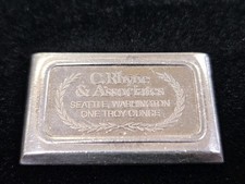 Barra empilhadora USVI "C. Rhyne & Associates" 1 oz prata USVI Lingot Company  comprar usado  Enviando para Brazil