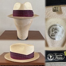 Chapéu Fedora Vintage Anos 60 Piquenique de Verão Stevens Genuíno Palha Panamá 7 3/8 Não Usado comprar usado  Enviando para Brazil