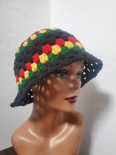Chapéu de sol rasta de crochê feito à mão chapéu balde festival boho reggae jamaica hip-hop  comprar usado  Enviando para Brazil
