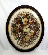 Moldura de madeira oval vintage prensada flores secas 56,5cm x 46,5 cm pendurada na parede comprar usado  Enviando para Brazil