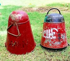 Vintage Antiguo Coleccionable De Rústico Rojo Fuego Cubo Casa Jardín Decor 2 comprar usado  Enviando para Brazil