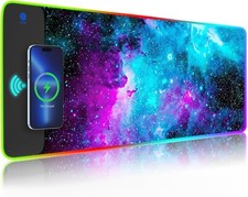 Mouse pad RGB para jogos carregamento sem fio 15W - 10 modos de luz LED - galáxia azul, usado comprar usado  Enviando para Brazil