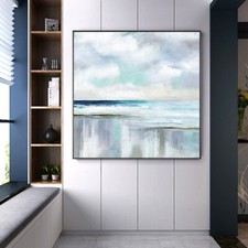 Pintura a óleo minimalista moderna pintada à mão céu praia decoração sala de pintura comprar usado  Enviando para Brazil