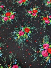 Buquê de rosa preto vermelho rosa estampa floral tecido de costura material 2,5 jardas comprar usado  Enviando para Brazil