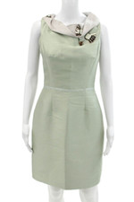 Usado, Vestido justo Carolina Herrera feminino com zíper nas costas gola redonda cristal verde tamanho 4 comprar usado  Enviando para Brazil