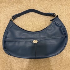 Bolsa de ombro feminina Tommy Hilfiger azul bolsa de mão couro fivela frontal zíper comprar usado  Enviando para Brazil