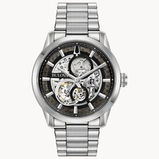 Bulova relógio masculino clássico automático esqueleto completo prata luminosa 43 mm 96A208 comprar usado  Enviando para Brazil