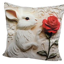 Travesseiro de arremesso coelho e rosa - Almofada 18x18 pol. - Aparência em relevo impressão 3D - Decoração, usado comprar usado  Enviando para Brazil