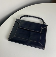 Bolsa envelope de couro preta vintage tecida alça superior prata hardware, usado comprar usado  Enviando para Brazil
