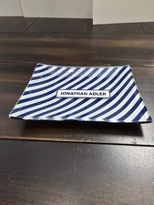 Saboneteira Jonathan Adler Glass Catch-all bandeja listrada azul marinho 6x4 excelente condição, usado comprar usado  Enviando para Brazil