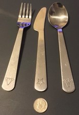 IKEA Dziecięcy 3-częściowy zestaw płaskich naczyń Widelec ze stali nierdzewnej Nóż Łyżka Super słodki na sprzedaż  Wysyłka do Poland