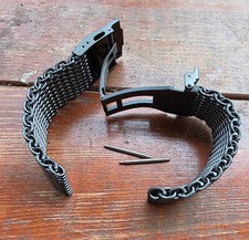 Pulseira de relógio CLEARANCE 22mm preta fosca tubarão malha de aço inoxidável com fivela sólida, usado comprar usado  Enviando para Brazil