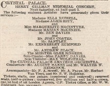 1903 memorial concert for sale  LEEDS