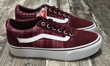 Usado, Tênis Vans Ward Plataforma Feminino 8.5 Vermelho Xadrez Camurça Sapatos de Skatista Baixo NOVO comprar usado  Enviando para Brazil