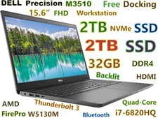 Dell Precision M3510 i7-6820HQ FAST 4TB SSD 32GB 15.6" IPS W5130M 2GB + DOCKING comprar usado  Enviando para Brazil