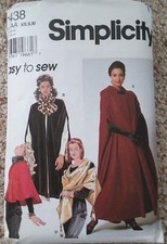 Estampa de costura Simplicity Misses capas e envoltório 7438 tamanho XS-M 6-16 de 1996 comprar usado  Enviando para Brazil