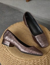 Usado, Sapato Bomba Salto Quadrado Baixo Vamp 3cm Mocha Marrom Tamanho 8  comprar usado  Enviando para Brazil