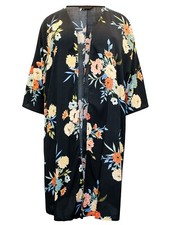 Kimono EX Curve preto estampa floral longline tamanhos 14/16, 18/20, 26/28 comprar usado  Enviando para Brazil