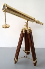 Telescópio náutico de latão com suporte para tripé de madeira colecionável decoração de mesa antiga comprar usado  Enviando para Brazil