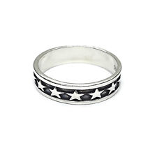 Anel de prata esterlina genuíno 6 mm banda estrelas sólido Hallmarked 925 feito à mão, usado comprar usado Anel de prata esterlina genuíno 6 mm banda estrelas sólido Hallmarked 925 feito à mão, usado comprar usado  Enviando para Brazil