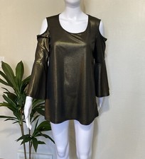 Roupa de noite Melissa Paige feminina L ombro frio manga sino bronze cintilante, usado comprar usado  Enviando para Brazil