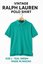 Camisa polo masculina vintage Ralph Lauren tamanho G verde-azulada logotipo pônei feita em Macau, usado comprar usado  Enviando para Brazil