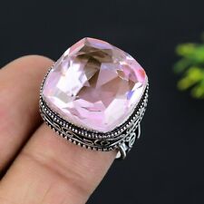 Anillo de joyería de plata esterlina 925 de piedras preciosas kunzita rosa hecho a mano talla 7,5 segunda mano  Embacar hacia Argentina