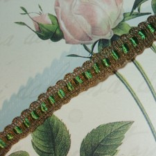 Fita antiga dourada metálica acabamento verde sedosa ruching - trabalho vintage 5/8" 1800s comprar usado  Enviando para Brazil