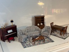 CONJUNTO DE SALA DE ESTAR MINIATURA CASA DE BONECAS 1:12 12 PEÇAS. MADEIRA. comprar usado  Enviando para Brazil