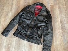 Superdry leather biker for sale  HALIFAX