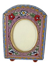 Usado, Moldura para foto vintage italiana micro mosaico floral bronze cavalete 3” x 2,25” comprar usado  Enviando para Brazil