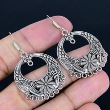 Brincos feitos à mão folheados a prata 925 Leaf Look de 1,97", usado comprar usado  Enviando para Brazil