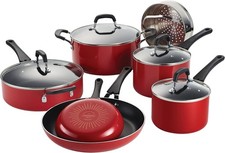 Usado, Conjunto de panelas Tramontina com tampas 11 peças conjunto de panelas e frigideiras de alumínio antiaderente - vermelho comprar usado  Enviando para Brazil