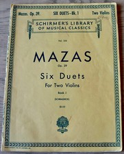 MAZAS 6 DUETOS PARA 2 VIOLINOS LIVRO I (NÃO 1-3) FOLHA DE LIVRO DE MÚSICA (DÉCADA DE 1960) EUA, usado comprar usado  Enviando para Brazil