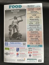 Wetherspoon menu george for sale  LONDON