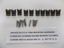 CONJUNTO DE PARAFUSOS VINTAGE PARA MONTAGEM EM TANQUE DE BICICLETA NOS HIGGINS MONARK SCHWINN #414 comprar usado  Enviando para Brazil