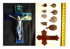 Crucifix murano bleu d'occasion  Conques-sur-Orbiel
