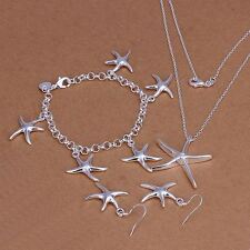 Bonitos dijes enchapados en plata para mujeres Adorable 925 pulsera collar pendiente conjunto joyería segunda mano  Embacar hacia Mexico
