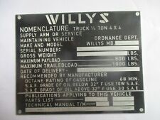 Typenschild willys jeep gebraucht kaufen  Goch