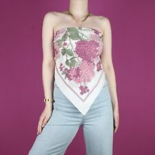Blusa vintage anos 80 anos 90 cachecol rosa branca floral transparente crop cami gravata regata P M comprar usado  Enviando para Brazil