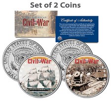 Guerra Civil USS CUMBERLAND BARCO Y UNIÓN FERROCARRIL ESTADOUNIDENSE JFK juego de 2 monedas segunda mano  Embacar hacia Mexico